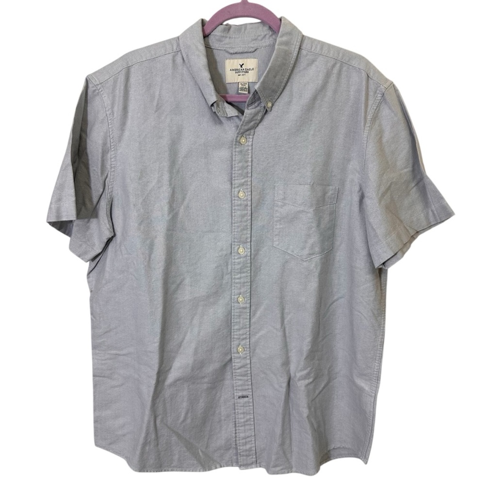American Eagle Outfitters Men’s size XL gray short sleeve polo button down shirt